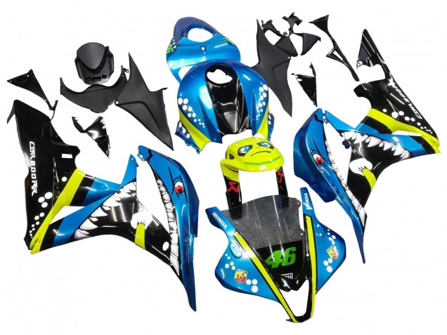 Carénages Moto Honda CBR600RR 2007-2008 - Vert Jaune Noir Brillant Requin 46