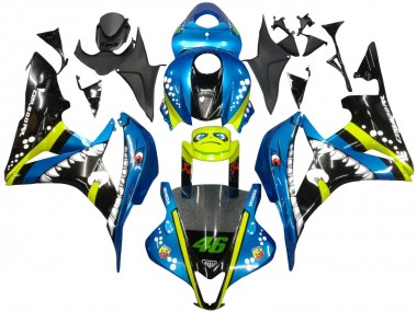 Carénages Moto Honda CBR600RR 2007-2008 - Vert Jaune Noir Brillant Requin 46