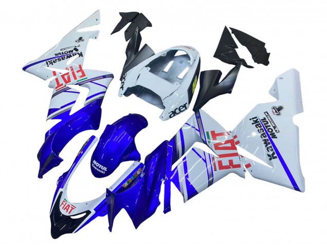 Carénages Moto Kawasaki ZX10R 2004-2005 - Bleu Brillant Blanc Fiat Motul
