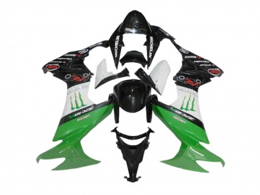 Carénages Moto Kawasaki ZX10R 2008-2010 - Noir Brillant Blanc Vert Monstre