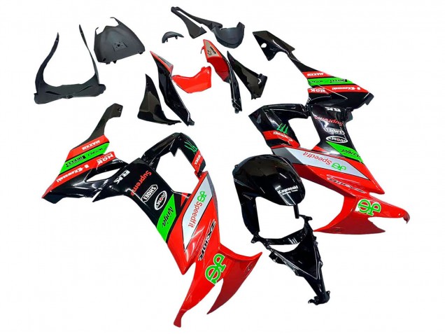 Carénages Moto Kawasaki ZX10R 2008-2010 - Rouge Vert Noir