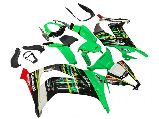 Carénages Moto Kawasaki ZX10R 2011-2015 - Vert Jaune Noir Blanc Elf Monstre