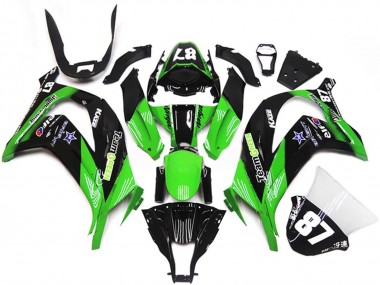 Carénages Moto Kawasaki ZX10R 2011-2015 - Vert Noir Brillant Bleu Étoile Team Vert 87