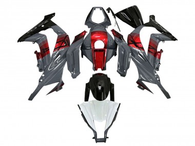 Carénages Moto Kawasaki ZX10R 2011-2015 - Gris Rouge Noir Brillant