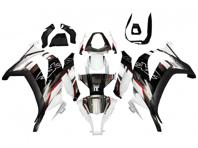 Carénages Moto Kawasaki ZX10R 2011-2015 - Blanc Noir Brillant Noir Mat Rouge