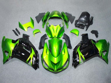 Kits Carénages Moto Kawasaki ZX14R ZZR1400 2006-2011 - Vert Noir Brillant