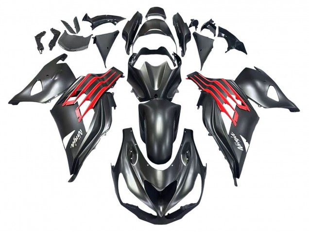 Carénages Moto Kawasaki ZX14R ZZR1400 2012-2024 - Noir Mat Rouge Blanc Ninja