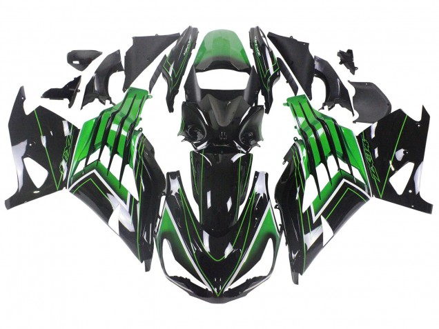 Carénages Moto Kawasaki ZX14R ZZR1400 2012-2024 - Vert Noir Brillant Bande