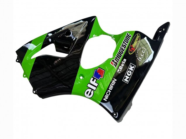 Carénages Moto Kawasaki ZX6R 1998-1999 - Vert Noir Brillant Elf Bridgestone