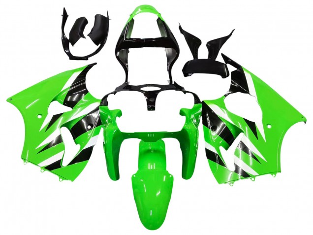 Carénages Moto Kawasaki ZX6R 2000-2002 - Vert Blanc Noir