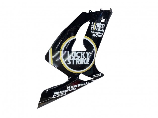 Carénages Moto Kawasaki ZX6R 2003-2004 - Noir Brillant Blanc Motul Lucky Strike
