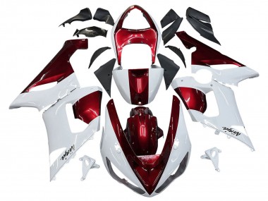 Carénages Moto Kawasaki ZX6R 2005-2006 - Blanc Rouge