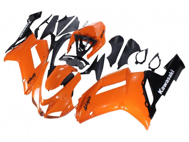 Carénages Moto Kawasaki ZX6R 2007-2008 - Orange Noir Ninja
