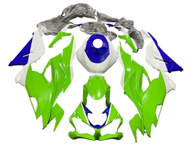 Carénages Moto Kawasaki ZX6R 2019-2022 - Blanc Bleu Vert