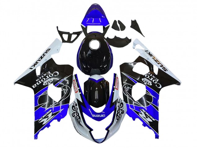 Carénage Moto Suzuki GSXR 600 / GSXR 750 2004-2005 - Blanc Bleu Noir Corona Motul