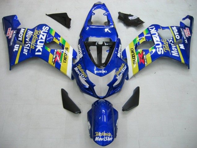 Carénages Moto Suzuki GSXR 600 / GSXR 750 2004-2005 - Bleu Blanc Jaune Vert Telefumica Motul MoviStar