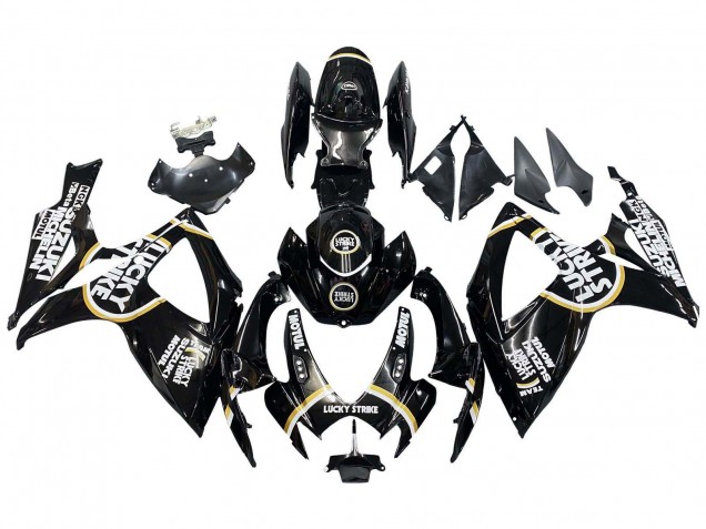 Carénages Moto Suzuki GSXR 600 / GSXR 750 2006-2007 - Noir Brillant Blanc Motul Lucky Strike