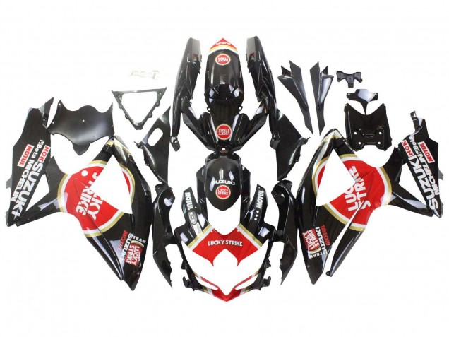 Carénages Moto Suzuki GSXR 600 / GSXR 750 2008-2010 - Noir Brillant Rouge Blanc Motul Lucky Strike