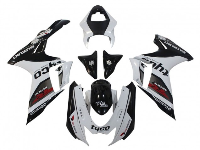 Carénages Moto Suzuki GSXR 600 / GSXR 750 2011-2024 - Blanc Noir Tyco Balise