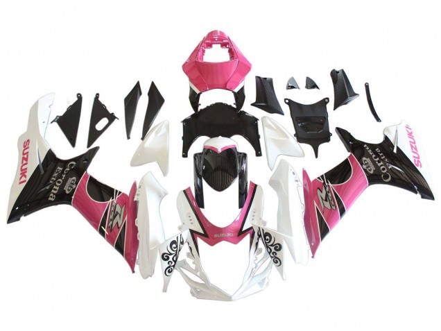 Carénages Moto Suzuki GSXR 600 / GSXR 750 2011-2024 - Blanc Rose Noir Corona