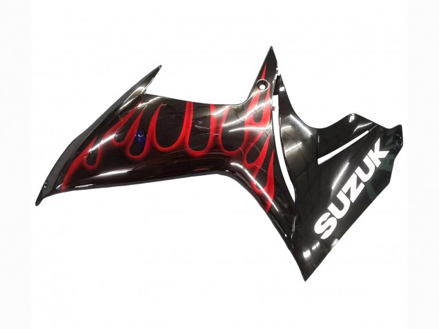 Carénages Moto Suzuki GSXR 600 / GSXR 750 2011-2024 - Noir Brillant Rouge Flamme