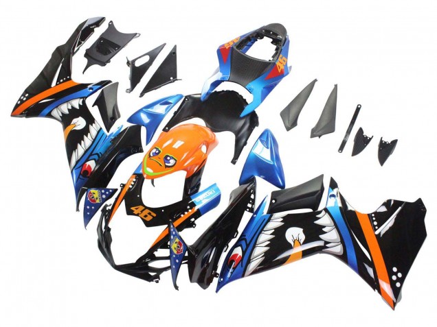 Carénages Moto Suzuki GSXR 600 / GSXR 750 2011-2024 - Bleu Clair Orange Noir Blanc Requin 46