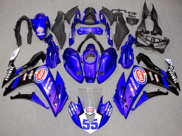 Carénages Moto Yamaha YZF R3/R25 2015-2018 - Bleu Blanc Noir ENEOS 55