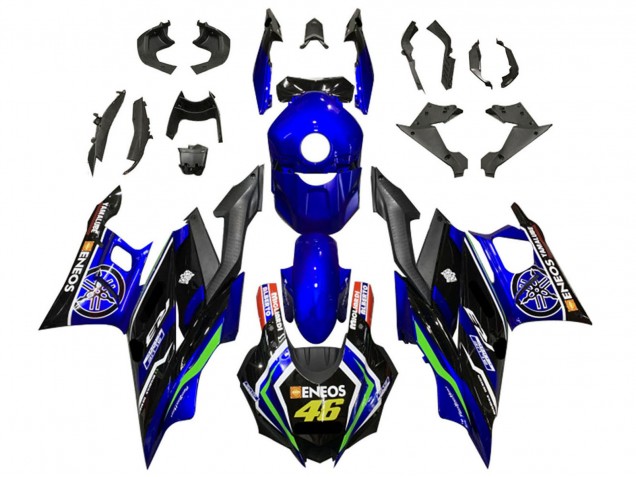 Carénages Moto Yamaha YZF R3/R25 2022-2024 - Bleu Vert Noir ENEOS 46