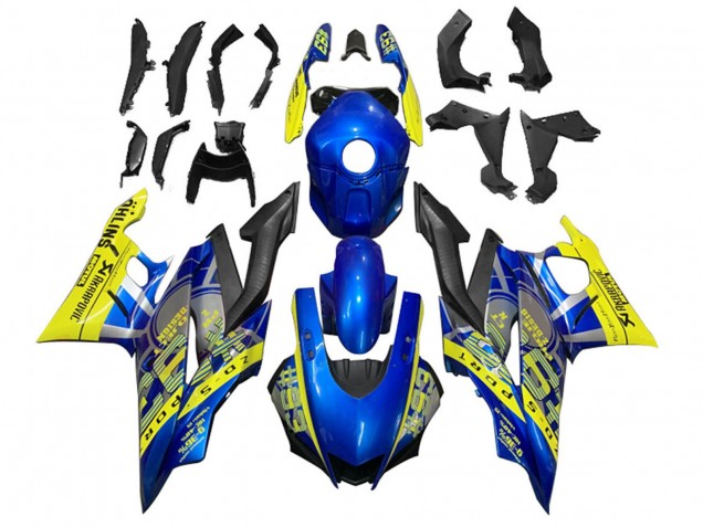 Carénages Moto Yamaha YZF R3/R25 2022-2024 - Jaune Bleu Noir Mat 93