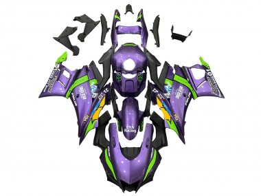 Carénages Moto Yamaha YZF R3/R25 2022-2024 - Violet Vert Jaune Trick Star EVA Courses 21
