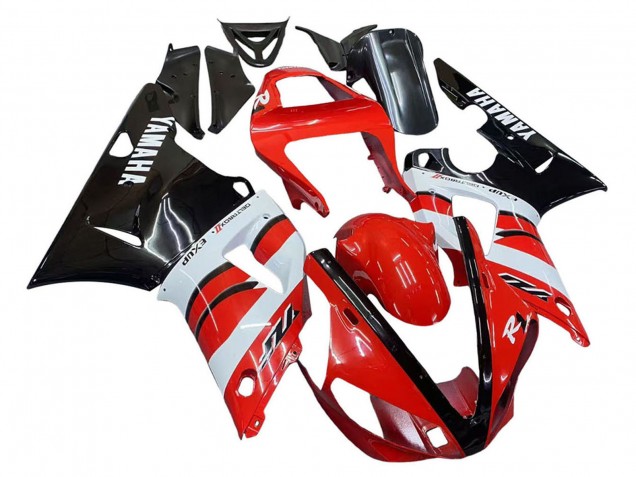 Carénages Moto Yamaha YZF 1000 R1 2000-2001 - Rouge Blanc Noir Brillant