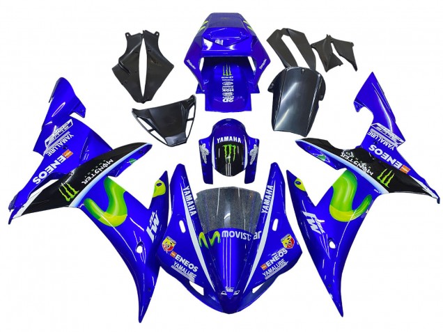 Carénages Moto Yamaha YZF 1000 R1 2002-2003 - Bleu Noir Vert MoviStar ENEOS Monstre