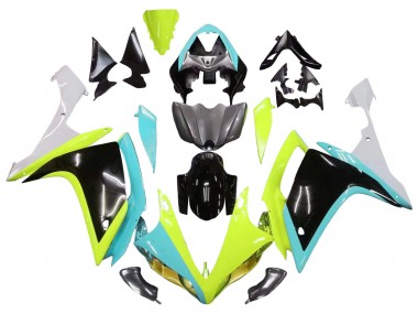 Carénages Moto Yamaha YZF 1000 R1 2007-2008 - Bleu Clair Vert Citron Noir