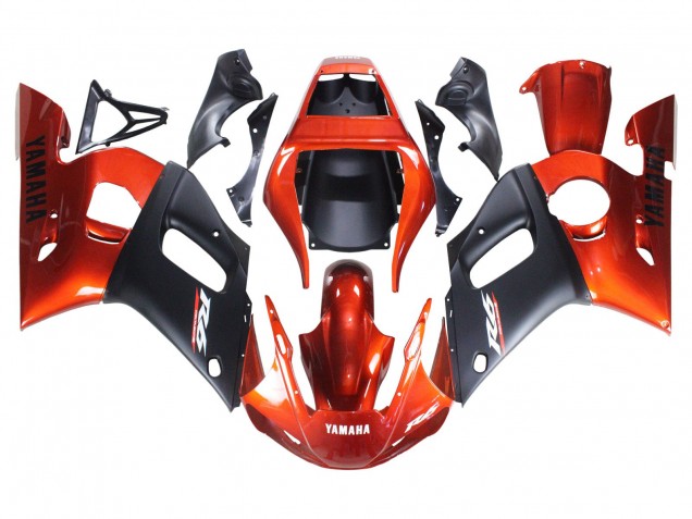 Carénages Moto Yamaha YZF 600 R6 1998-2002 - Orange Noir Mat