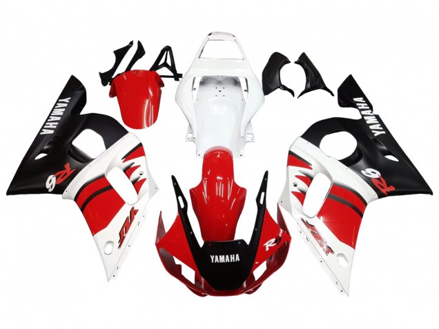 Carénages Moto Yamaha YZF 600 R6 1998-2002 - Blanc Rouge Noir Brillant