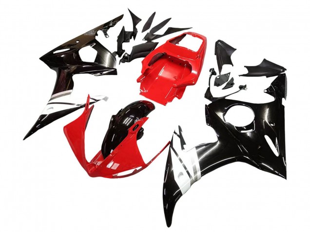 Carénages Moto Yamaha YZF R6 2003-2004 - Rouge Blanc Noir Brillant