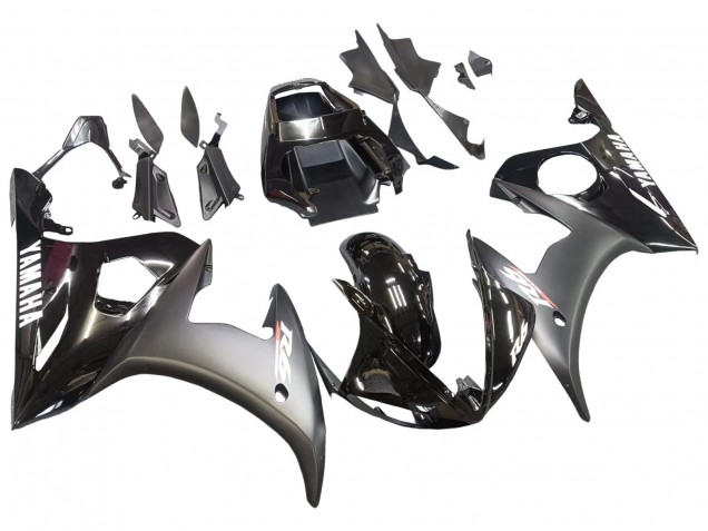 Carénages Moto Yamaha YZF R6S 2006-2009 - Noir Brillant Noir Mat Blanc Décalque