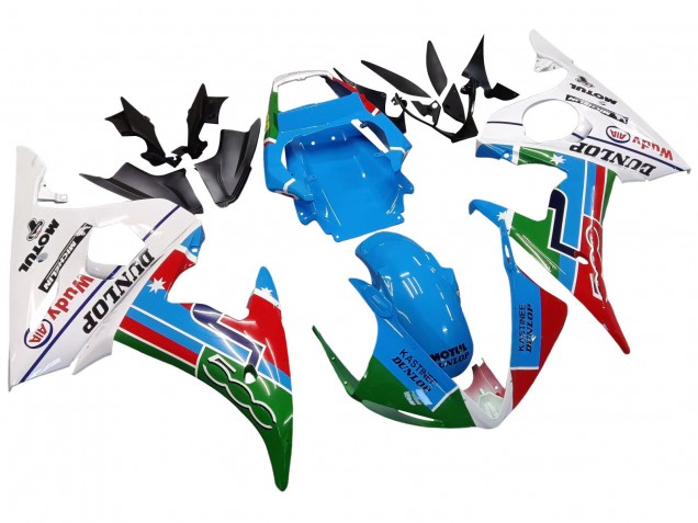 Carénages Moto Yamaha YZF R6 2003-2004 - Blanc Bleu Vert Rouge Kastinee Dunlop Motul