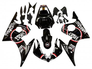 Carénages Moto Yamaha YZF R6 2003-2004 - Noir Brillant Rouge Blanc Lucky Strike Motul