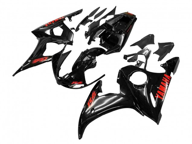 Carénages Moto Yamaha YZF R6S 2006-2009 - Noir Brillant Rouge