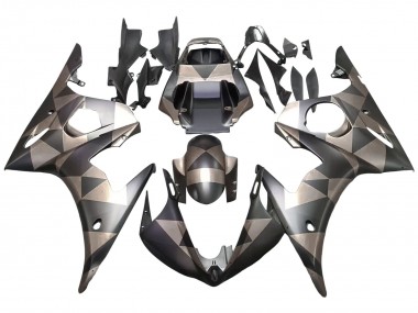 Carénages Moto Yamaha YZF R6 2003-2004 - Gris Noir Mat Geometric