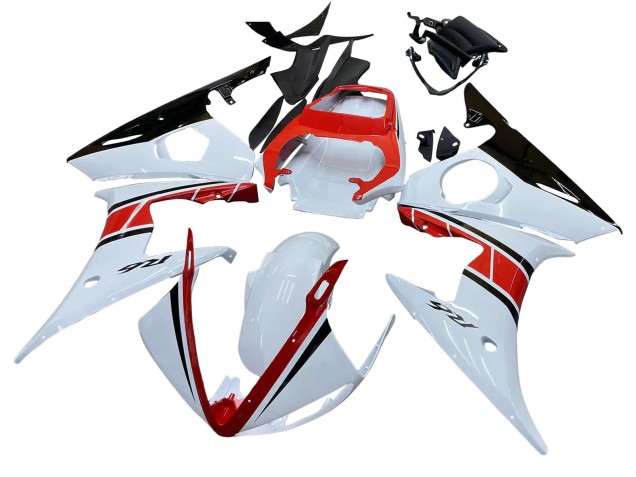 Carénages Moto Yamaha YZF R6S 2006-2009 - Blanc Rouge Noir Brillant