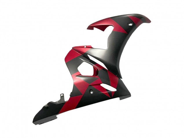 Carénages Moto Yamaha YZF 600 R6 2005 - Noir Mat Rouge Geometric