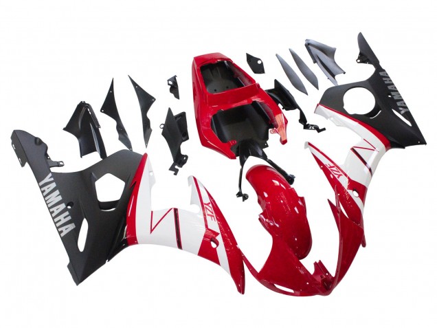 Carénages Moto Yamaha YZF 600 R6 2005 - Rouge Blanc Noir Mat