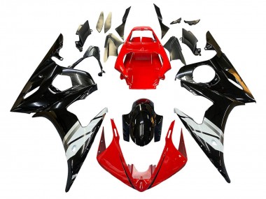 Carénages Moto Yamaha YZF 600 R6 2005 - Rouge Blanc Noir Brillant