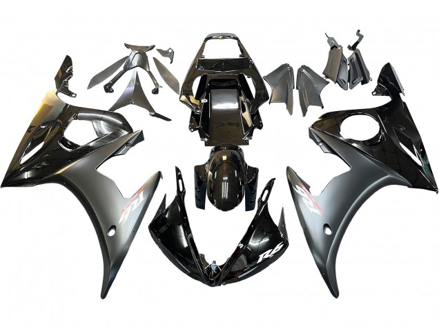Carénages Moto Yamaha YZF 600 R6 2005 - Noir Brillant Noir Mat Or