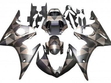 Carénages Moto Yamaha YZF 600 R6 2005 - Noir Mat Gris Geometric