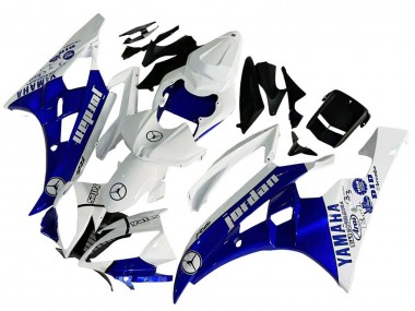 Carénages Moto Yamaha YZF 600 R6 2006-2007 - Blanc Bleu Jordan