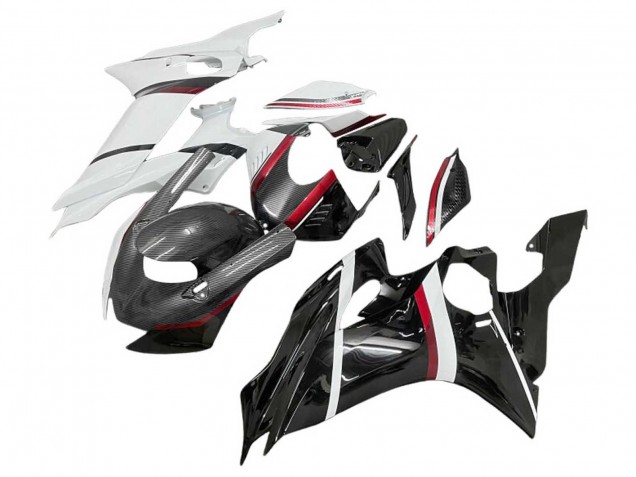 Carénages Moto Yamaha YZF 600 R6 2017-2023 - Blanc Rouge Noir Brillant Fibre de Carbone Style