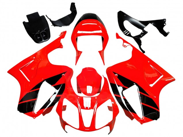 Carénages Moto Honda VTR1000 2000-2006 - Rouge Noir Brillant Bande